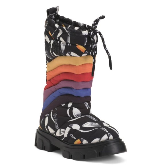 FARM RIO multi Made In Brazil Graphic Toucans Puffy Tall Boots